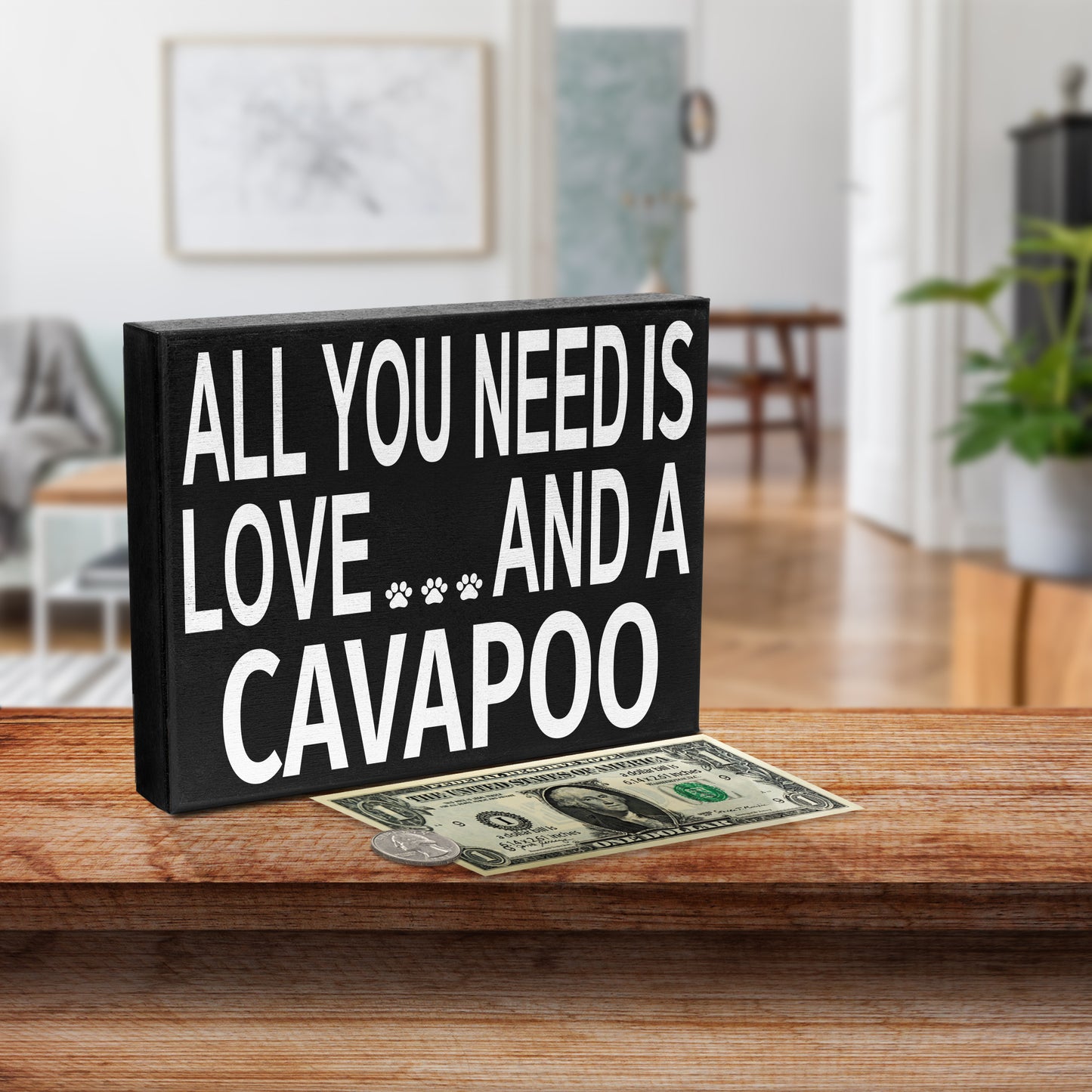 JennyGems Cavapoo Gifts, All You Need Is Love and a Cavapoo Wooden Sign, Cavapoo Dog Mom, Shelf Decor and Wall Hanging, Made in USA