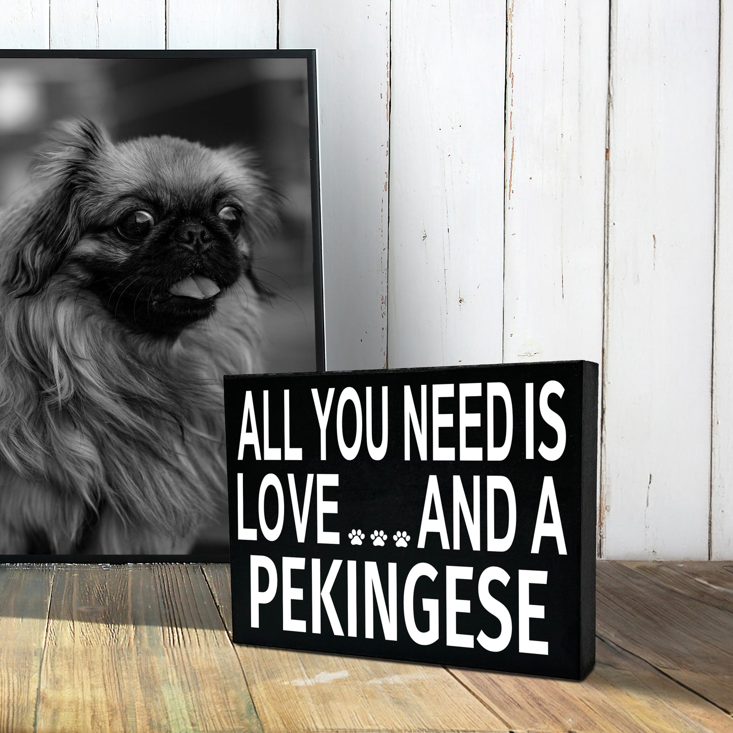 JennyGems All You Need is Love and a Pekingese - Wooden Box Sign - Pekingese Gift, Pekingese Mom