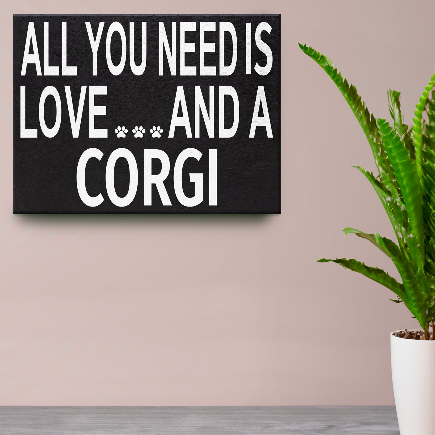 JennyGems All You Need Is Love And A Corgi Sign, Corgi Gift, Corgi Decor, Corgi Wall Hanging and Box Sign, Made in USA, 8x6 Inches