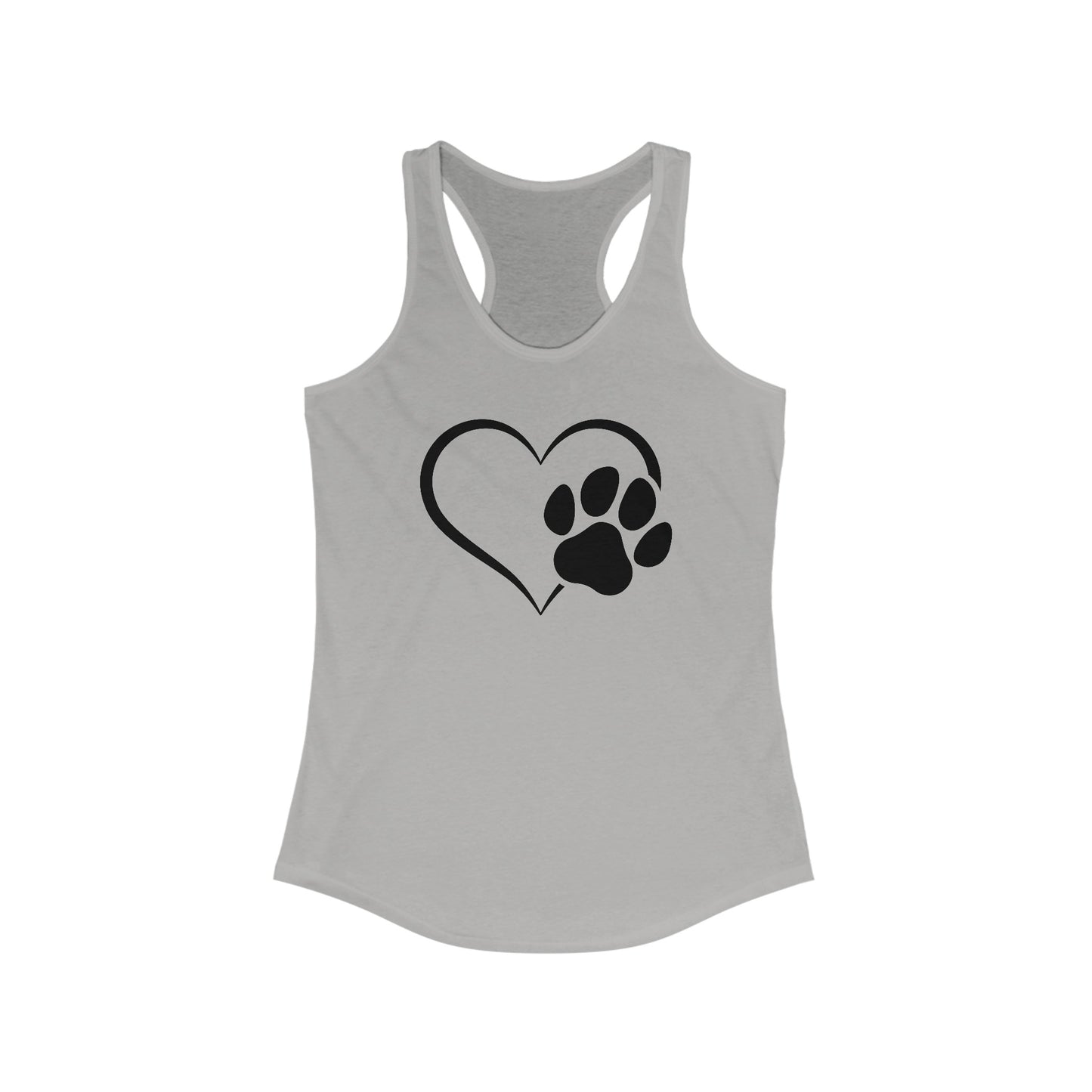 Paw Print and Heart, Dog Themed, Women's Ideal Racerback Tank