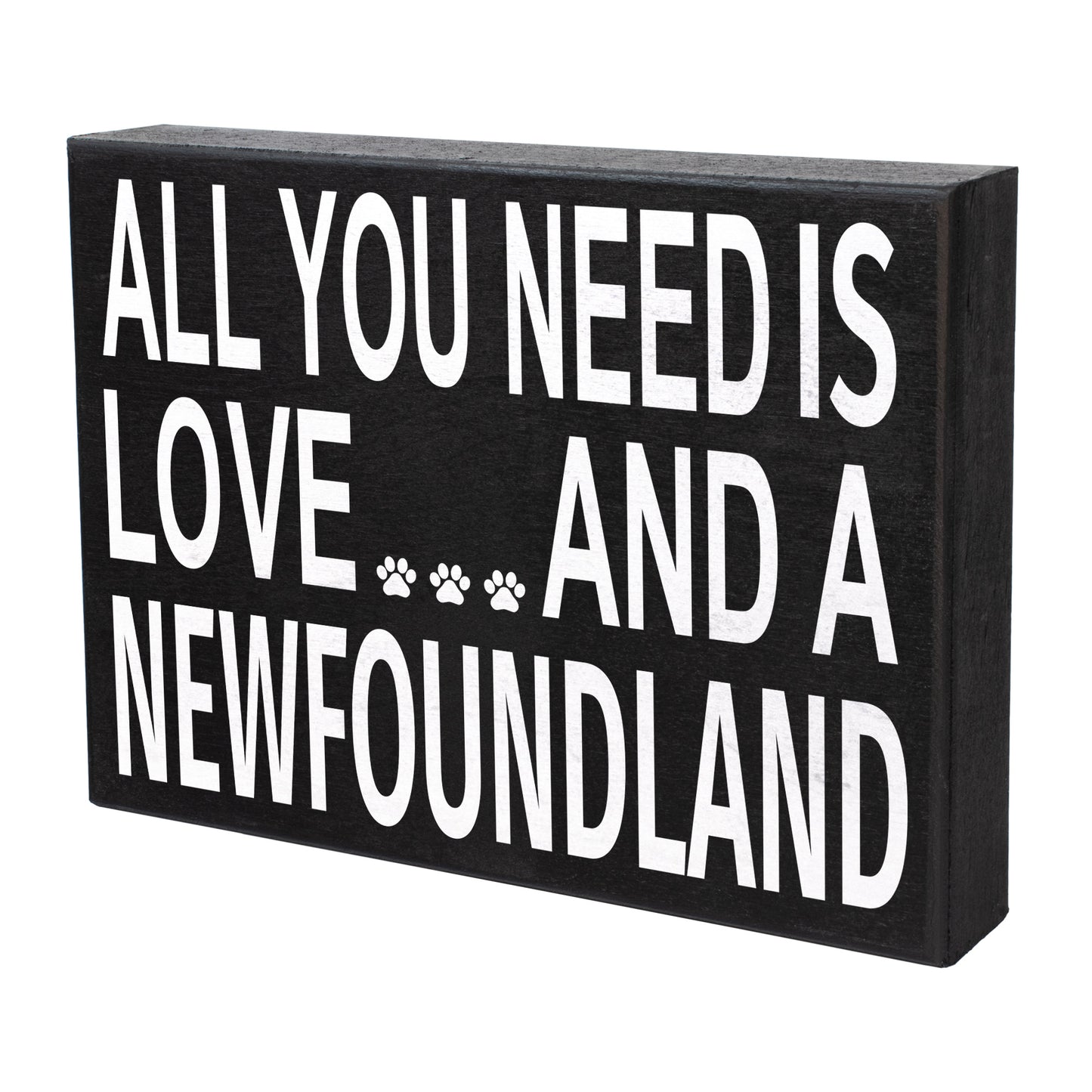 JennyGems All You Need is Love and a NewFoundland Dog | Wooden Stand Up Box Sign | Newfie Dog | New Foundland Gift Series | Newfie Moms