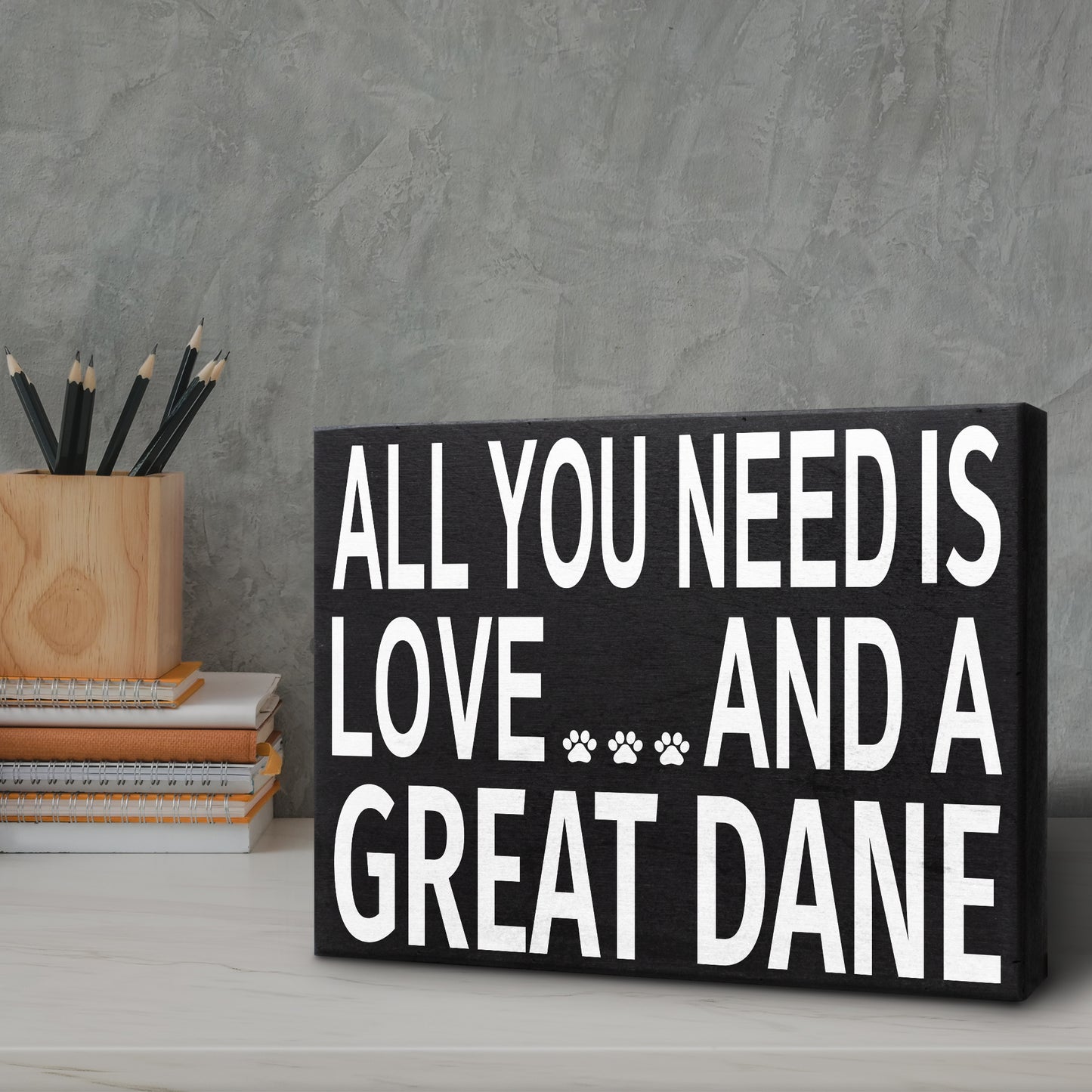 JennyGems Great Dane Gifts, Dog Lover Gifts, All You Need is Love and A Great Dane Wooden Sign, Gift for Great Dane Owners, Dog Mom and Dog Dad Gifts, Great Dane Decor Signs