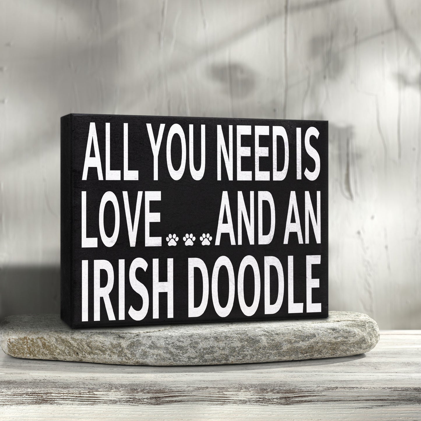 JennyGems All You Need is Love and an Irish Doodle Wooden Sign, Irish Doodle Gifts, Irish Doodle Dog, Shelf Decor and Wall Hanging, Made in USA