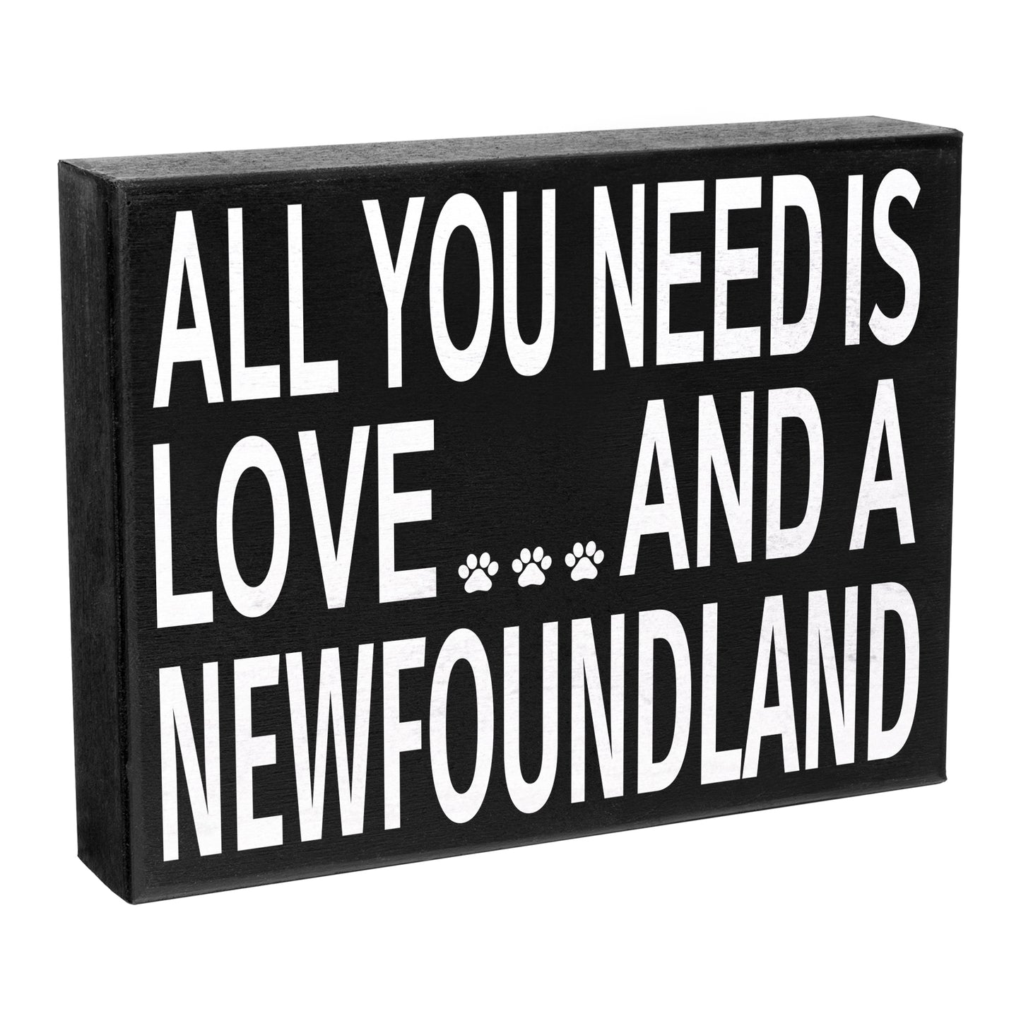 JennyGems All You Need is Love and a NewFoundland Dog | Wooden Stand Up Box Sign | Newfie Dog | New Foundland Gift Series | Newfie Moms