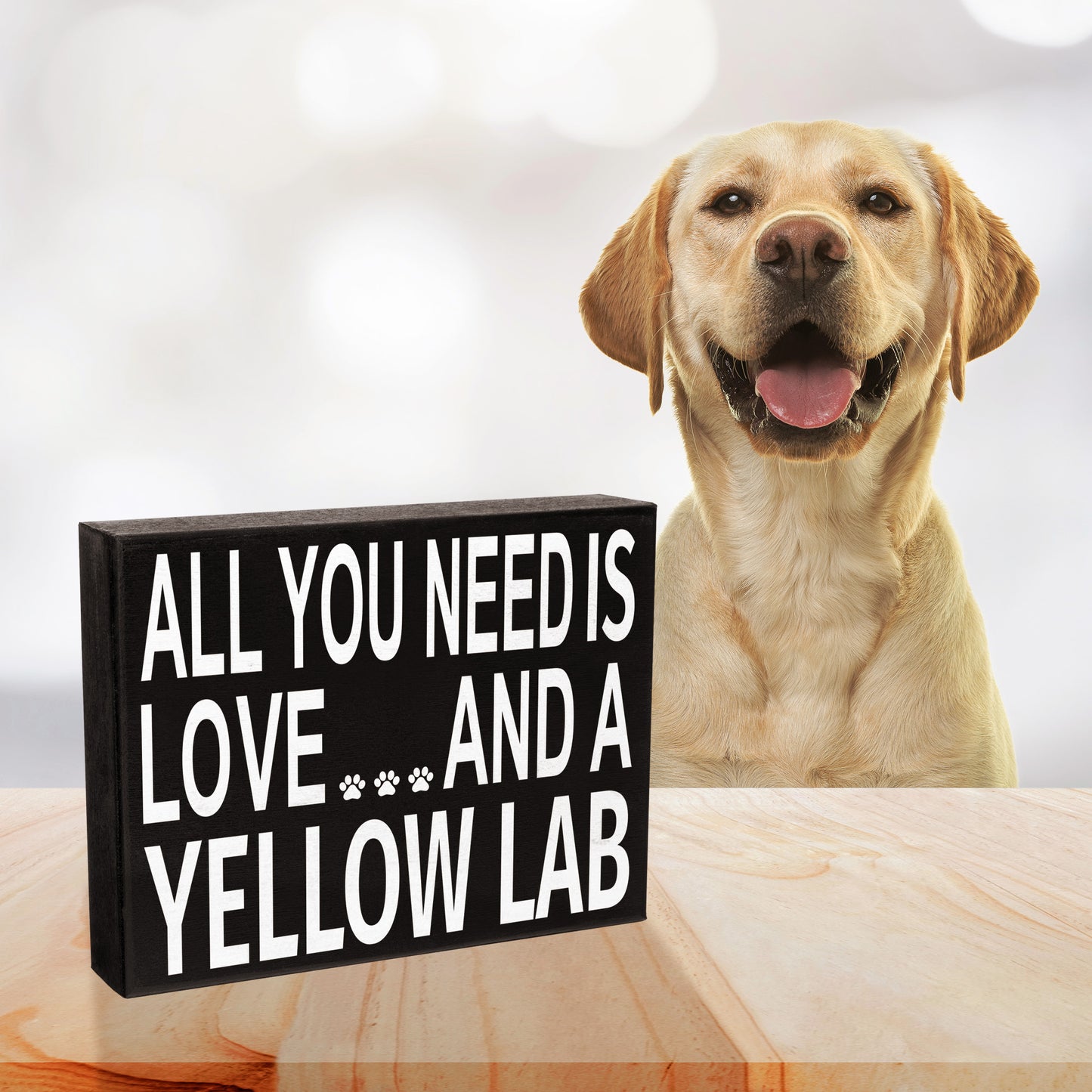 JennyGems Yellow Lab Gifts, All You Need Is Love and a Yellow Lab Wooden Sign, Yellow Lab Dog Mom, Labrador Retriever Dog, Made in USA