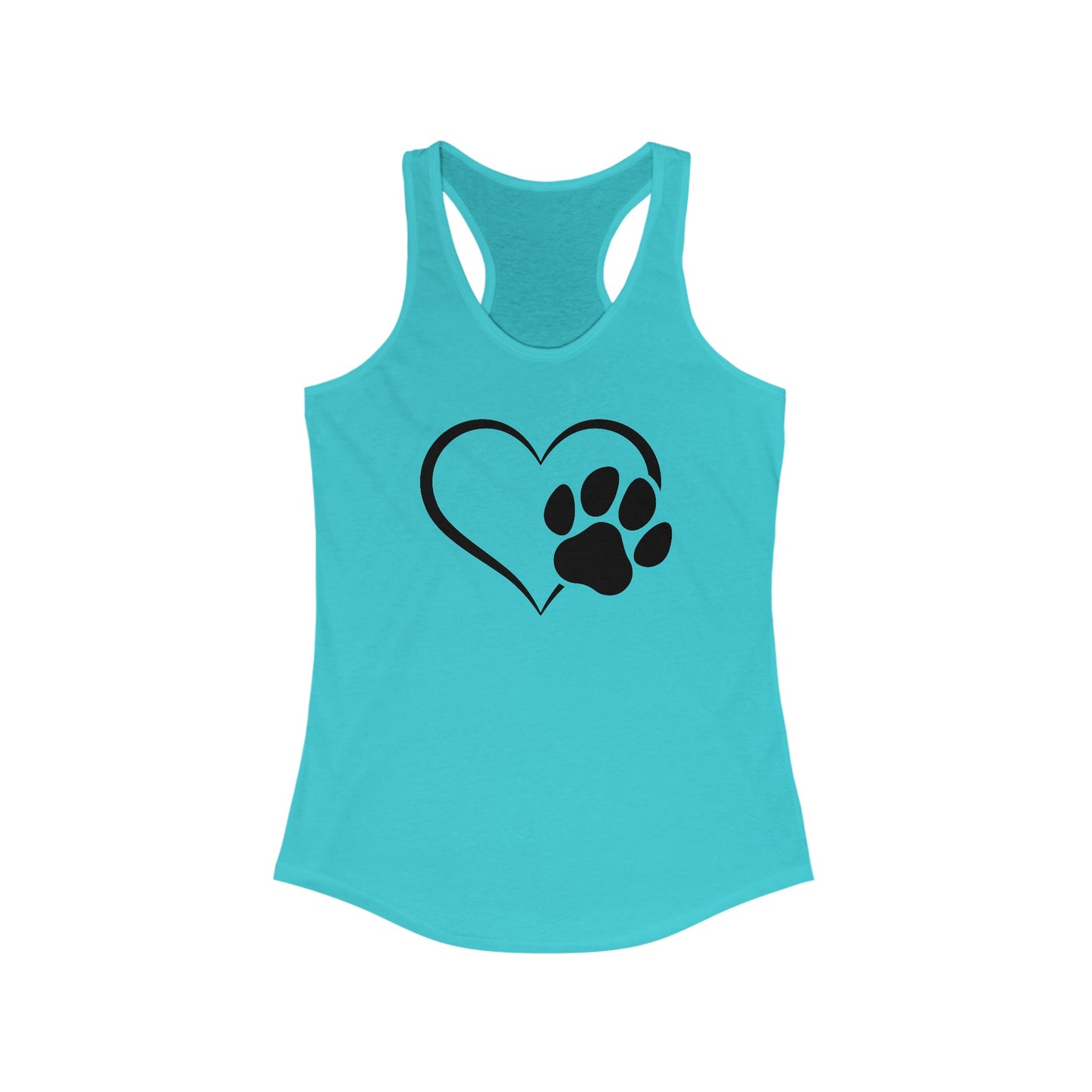 Paw Print and Heart, Dog Themed, Women's Ideal Racerback Tank