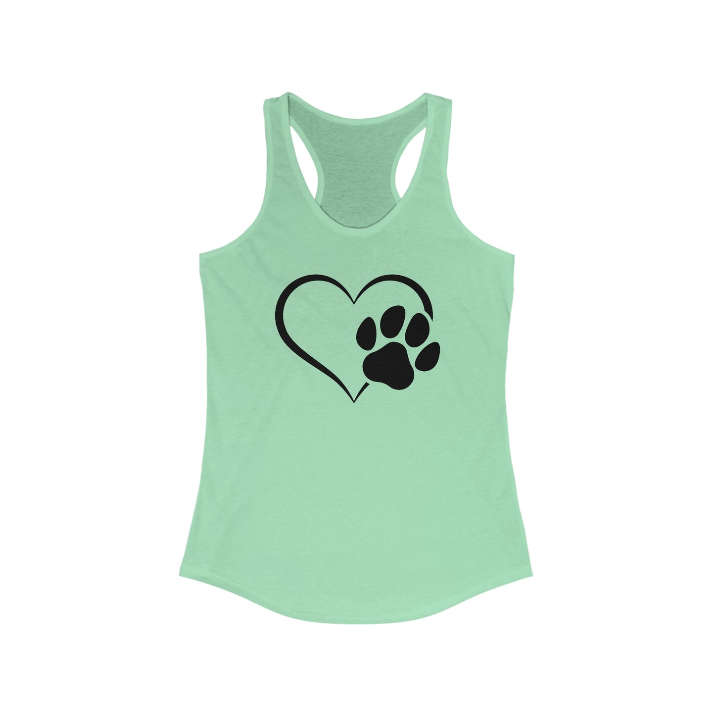 Paw Print and Heart, Dog Themed, Women's Ideal Racerback Tank