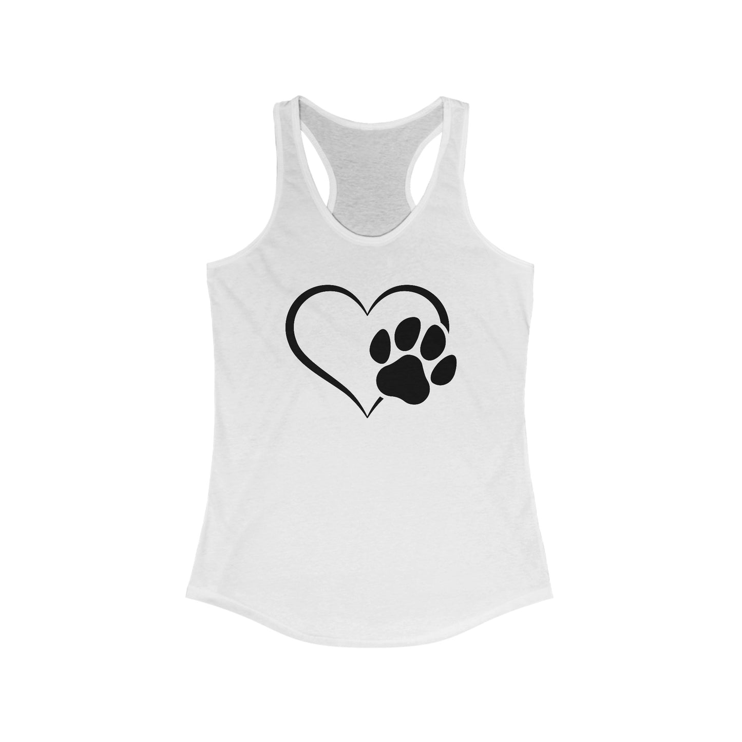 Paw Print and Heart, Dog Themed, Women's Ideal Racerback Tank