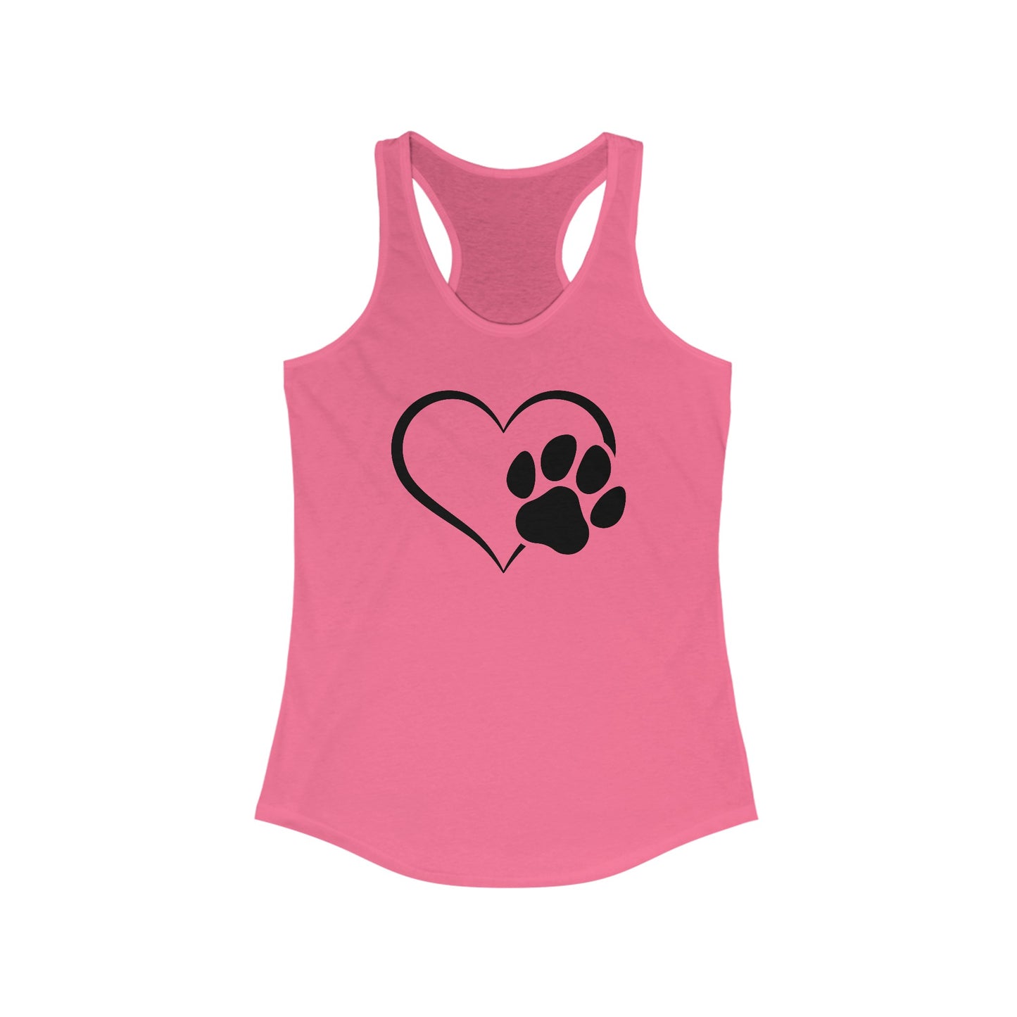 Paw Print and Heart, Dog Themed, Women's Ideal Racerback Tank