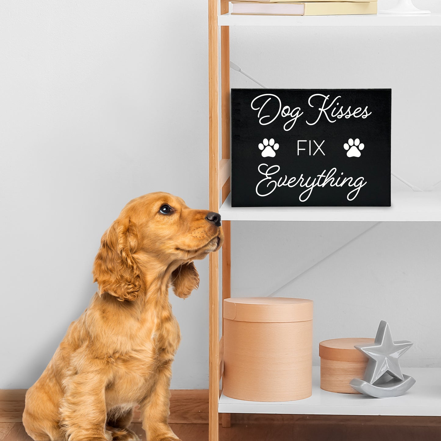 JennyGems Dog Kisses Fix Everything, 8x6 Box Sign, Dog Mom Gifts For Women, Dog Supplies, Dog Gifts, Dog Decor, Made in USA
