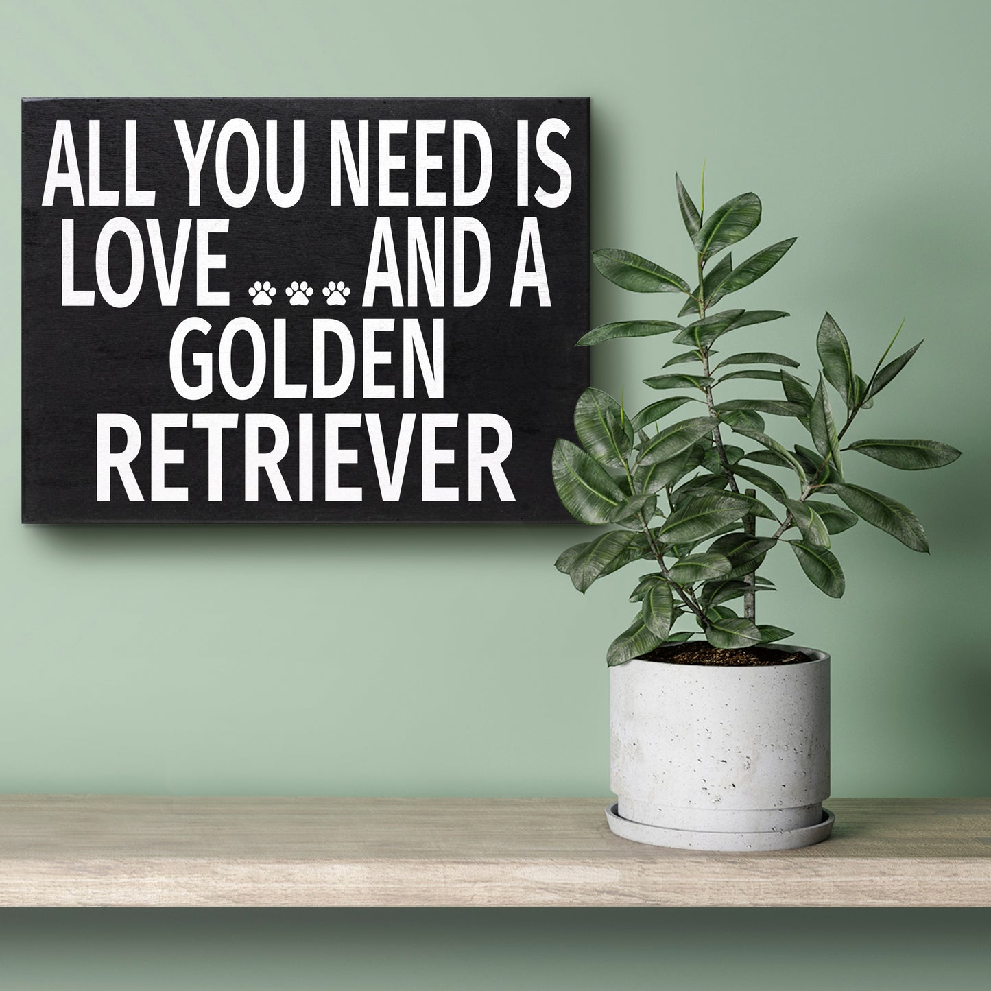 JennyGems All You Need is Love and a Golden Retriever, Wood Sign, Box Sign, Golden Retriever Gifts
