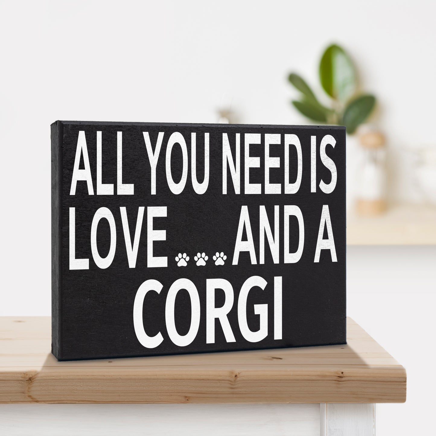 JennyGems All You Need Is Love And A Corgi Sign, Corgi Gift, Corgi Decor, Corgi Wall Hanging and Box Sign, Made in USA, 8x6 Inches