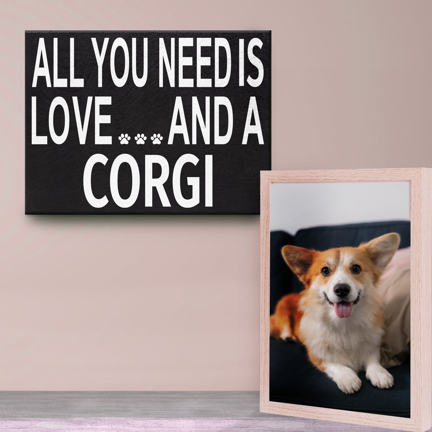 JennyGems All You Need Is Love And A Corgi Sign, Corgi Gift, Corgi Decor, Corgi Wall Hanging and Box Sign, Made in USA, 8x6 Inches