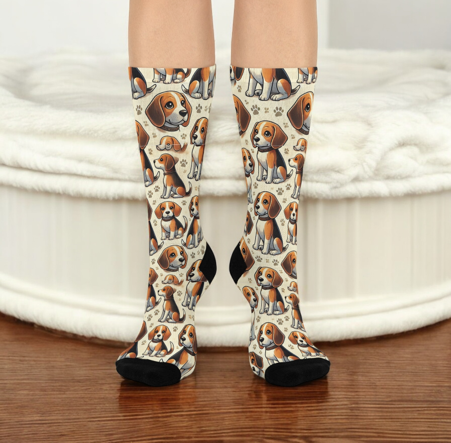 Beagle Dog Crew Socks for Men and Women