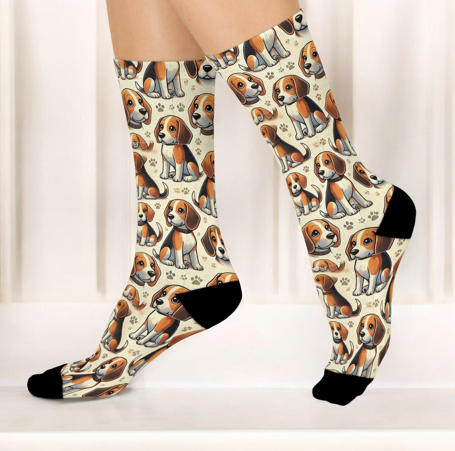 Beagle Dog Crew Socks for Men and Women