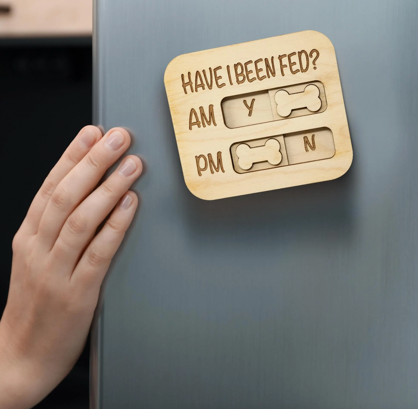 Did You Feed the Dog? AM/PM Flip Sign Magnet – Dog Feeding Tracker, Feeder Reminder, Daily Pet Care Chart