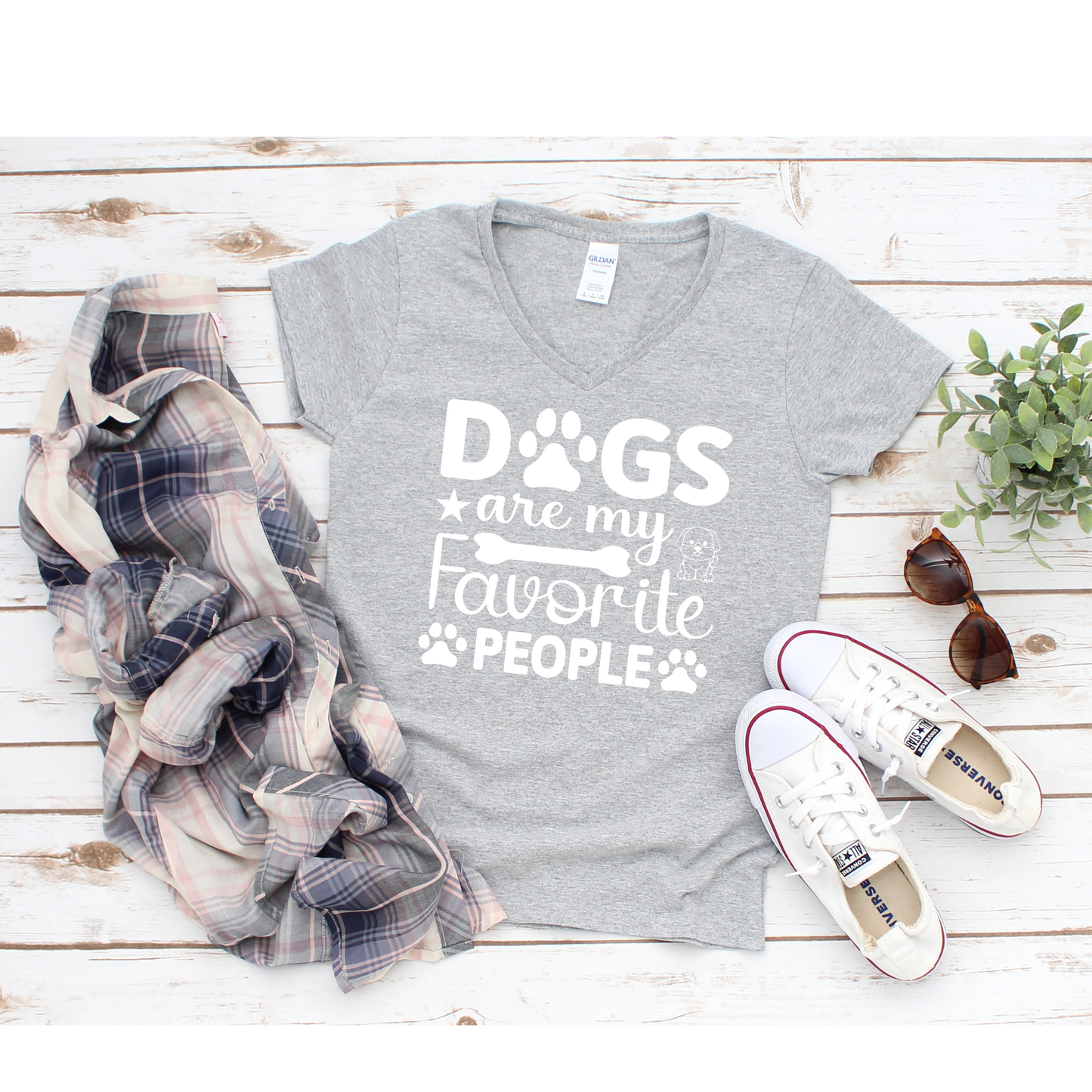 Dogs are My Favorite People - Unisex Jersey Short Sleeve V-Neck Tee
