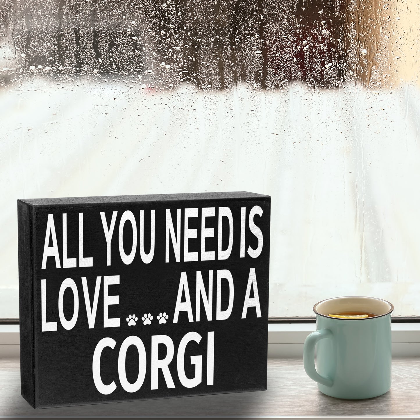 JennyGems All You Need Is Love And A Corgi Sign, Corgi Gift, Corgi Decor, Corgi Wall Hanging and Box Sign, Made in USA, 8x6 Inches