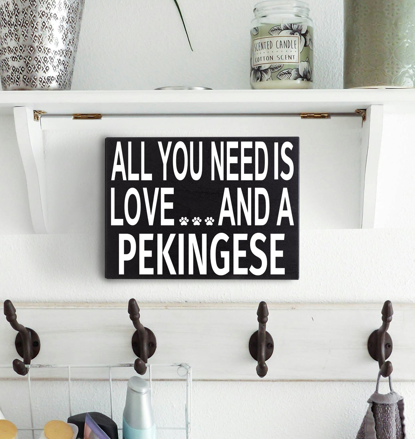 JennyGems All You Need is Love and a Pekingese - Wooden Box Sign - Pekingese Gift, Pekingese Mom