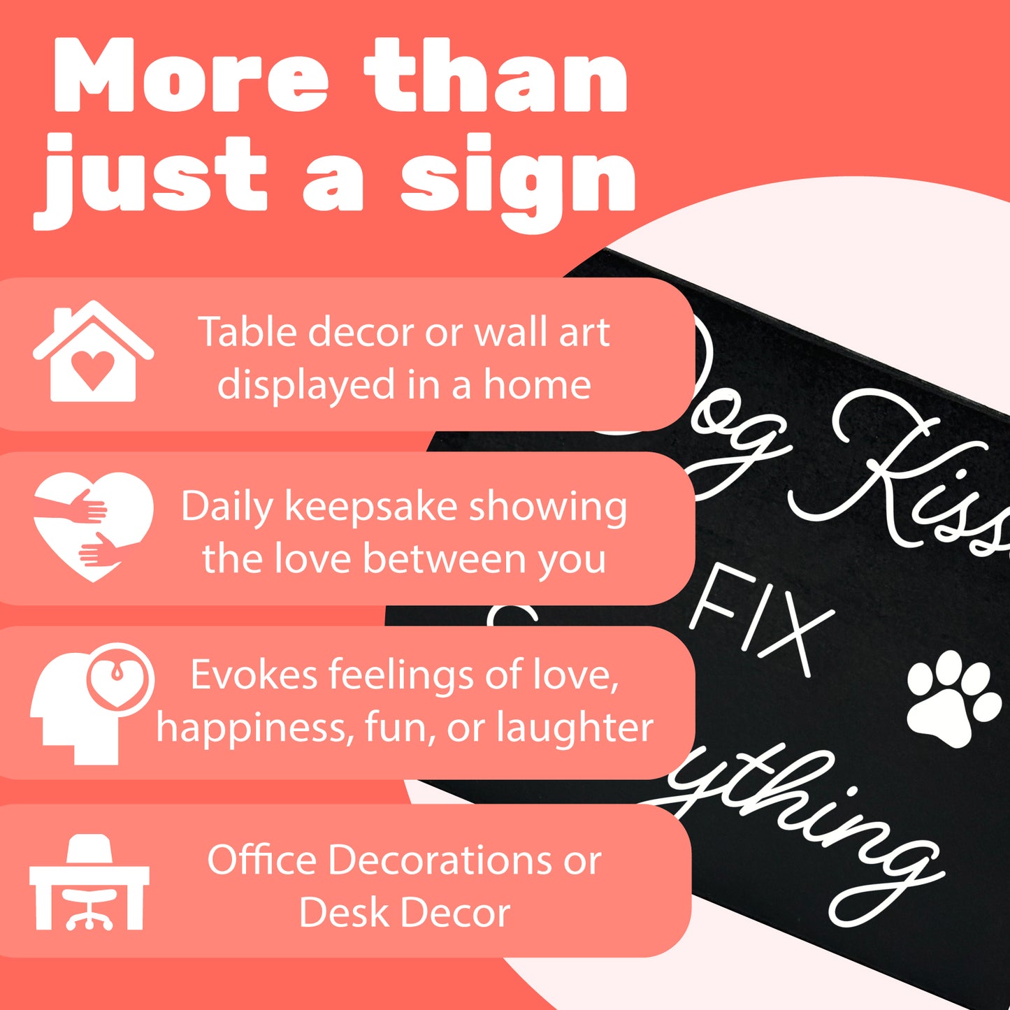 JennyGems Dog Kisses Fix Everything, 8x6 Box Sign, Dog Mom Gifts For Women, Dog Supplies, Dog Gifts, Dog Decor, Made in USA