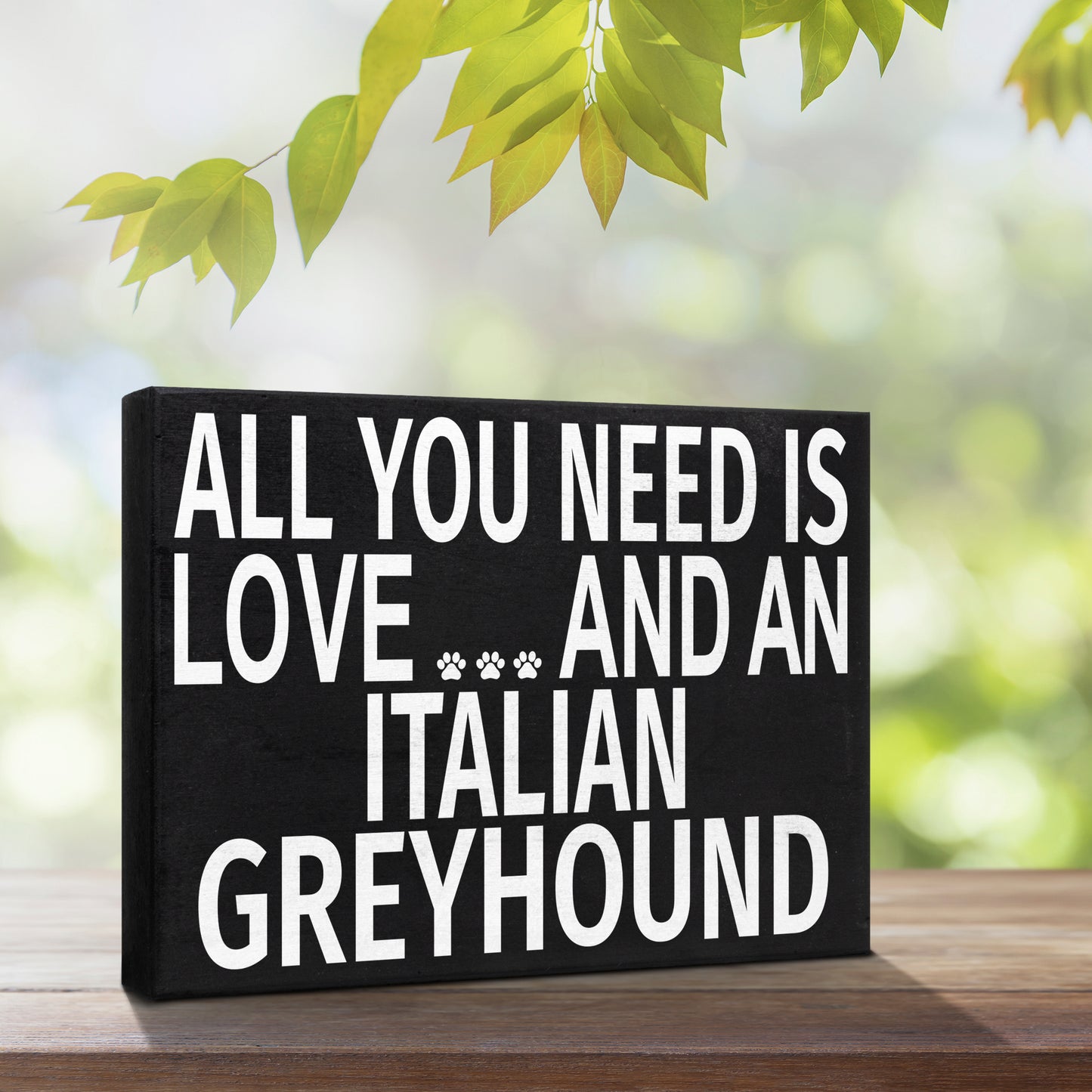 JennyGems - All You Need is Love and an Italian Greyhound - 8x6 Inch Wooden Box Sign - Greyhound Home Decor -IG Decorations and Accessories - Dog Artwork, Dog Mom Gifts - Shelf Knick Knacks