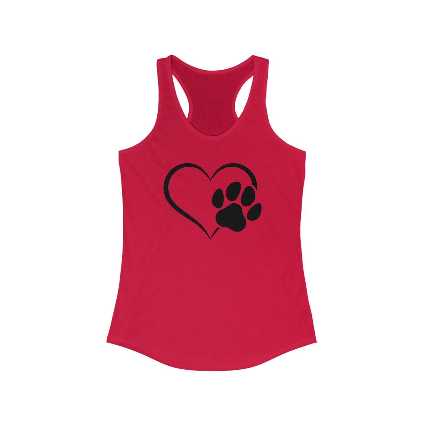 Paw Print and Heart, Dog Themed, Women's Ideal Racerback Tank