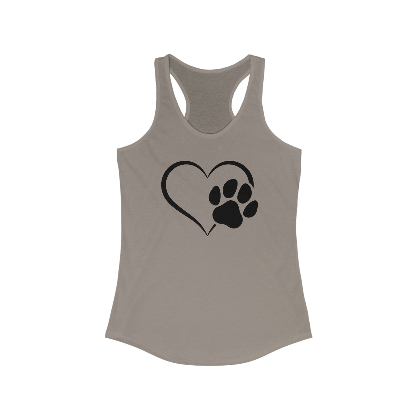 Paw Print and Heart, Dog Themed, Women's Ideal Racerback Tank