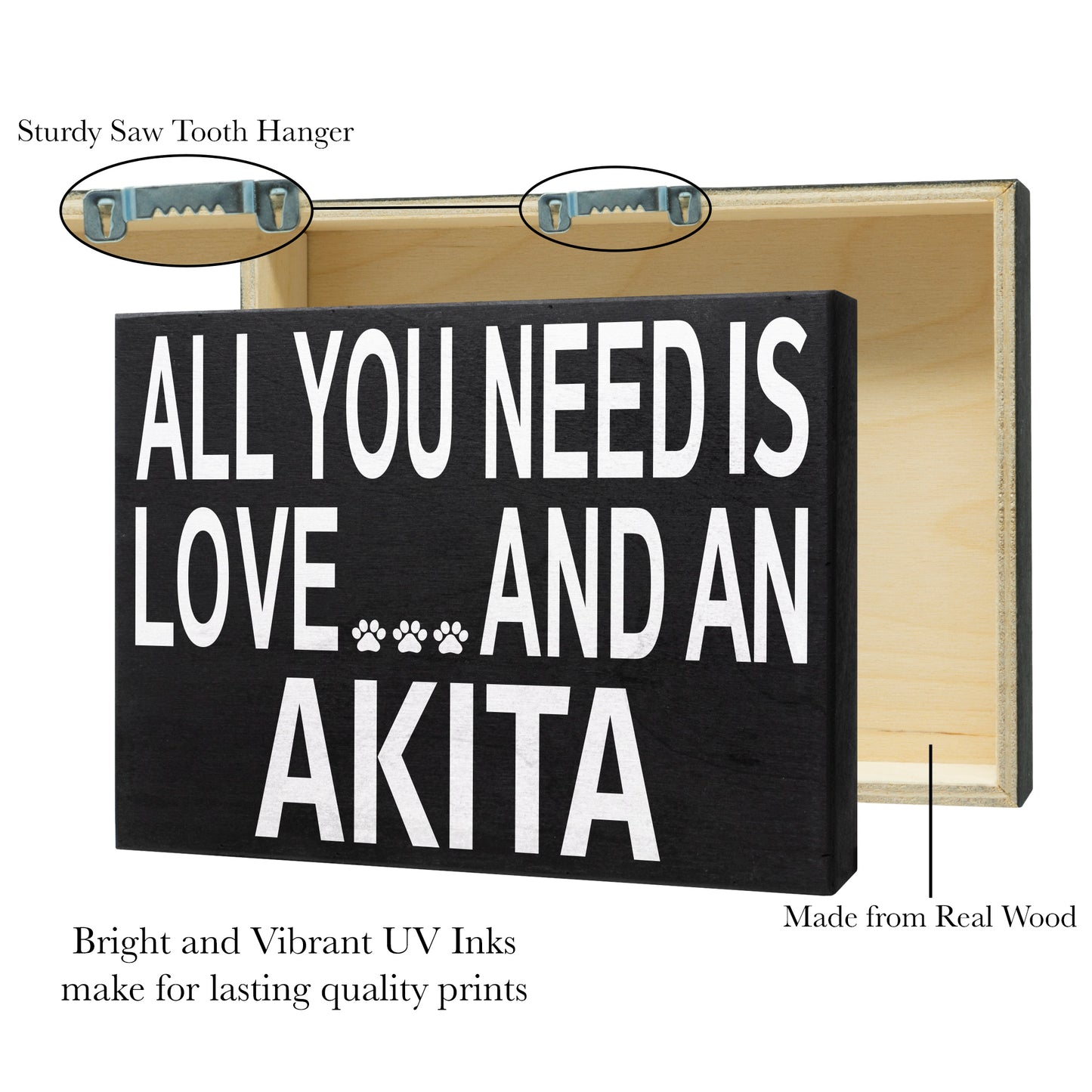 JennyGems All You Need is Love and an Akita Wooden Sign, Akita Gifts, Akita Dog Mom