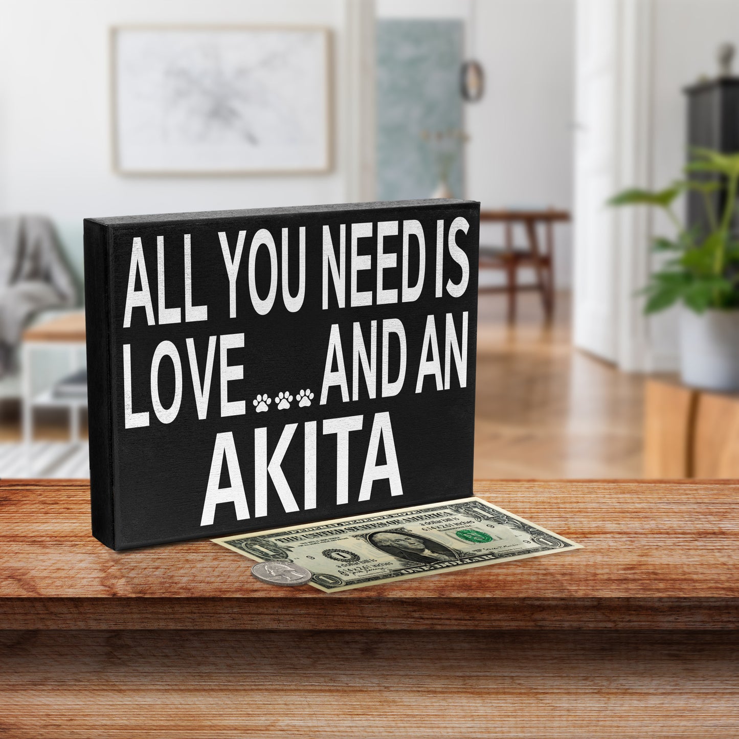 JennyGems All You Need is Love and an Akita Wooden Sign, Akita Gifts, Akita Dog Mom