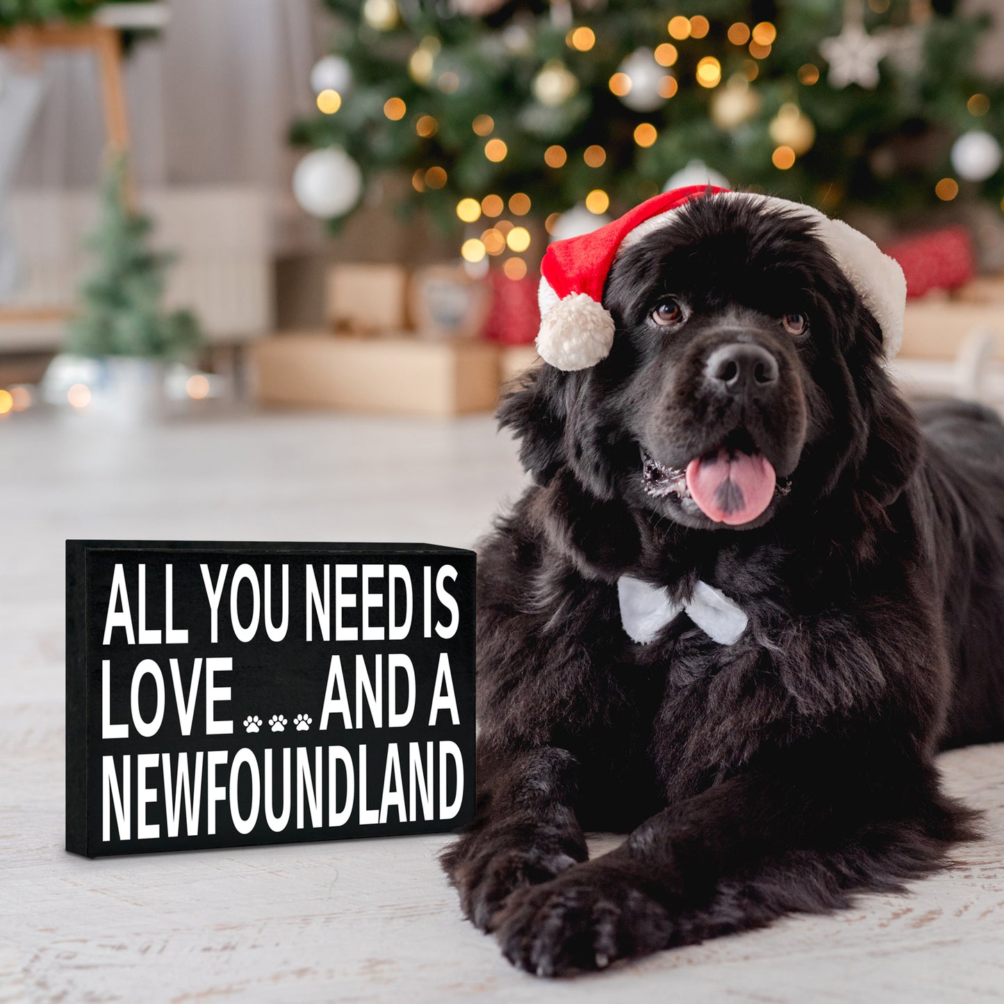 JennyGems All You Need is Love and a NewFoundland Dog | Wooden Stand Up Box Sign | Newfie Dog | New Foundland Gift Series | Newfie Moms