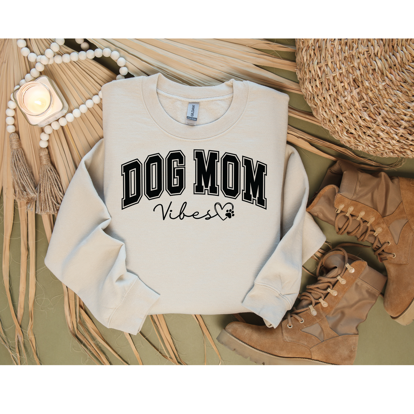 Dog Mom Vibes Crewneck Sweatshirt, Stylish Unisex Dog Lover Sweatshirt