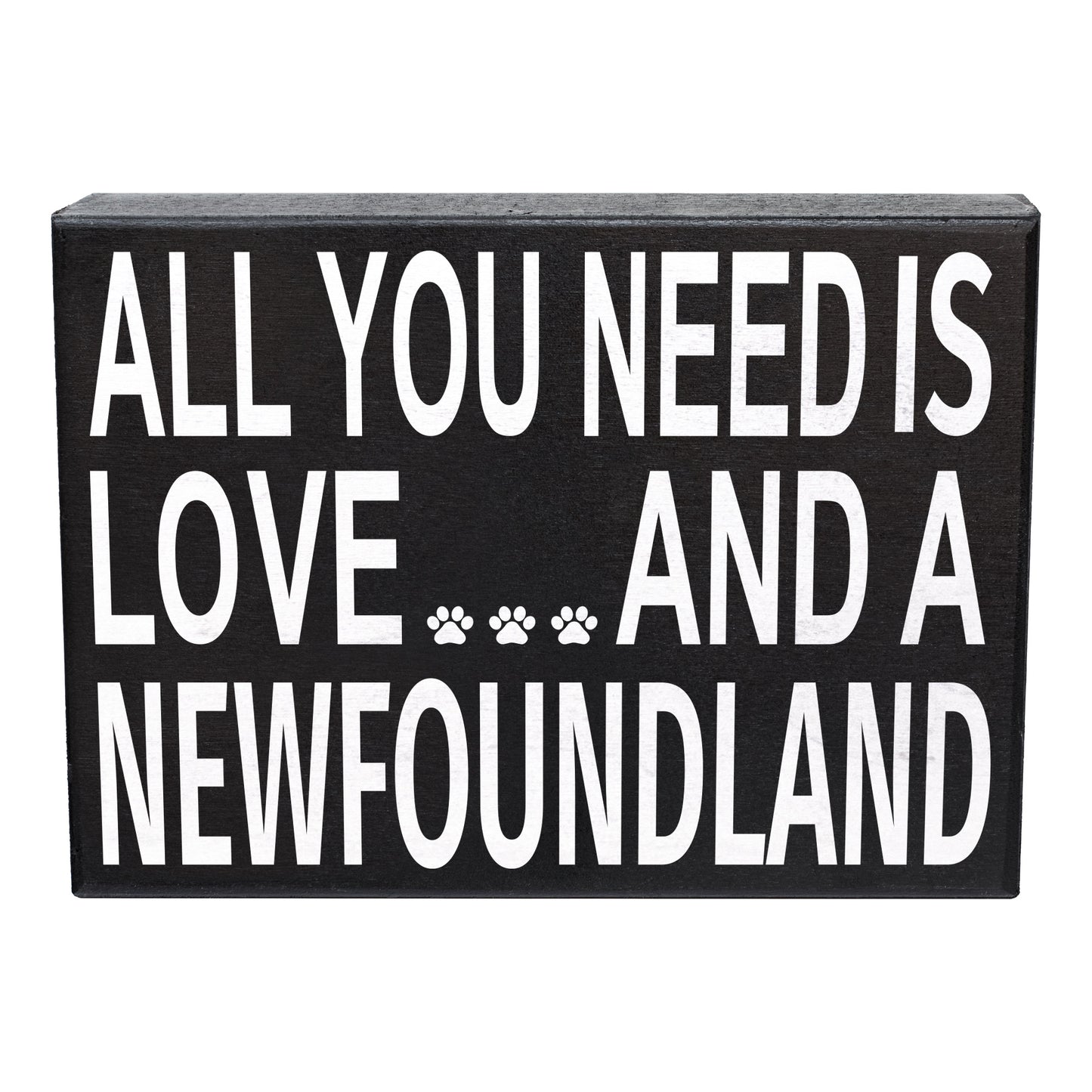 JennyGems All You Need is Love and a NewFoundland Dog | Wooden Stand Up Box Sign | Newfie Dog | New Foundland Gift Series | Newfie Moms