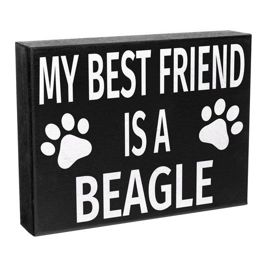 JennyGems Beagle Gifts, My Best Friend Is a Beagle Wooden Sign, Beagle Dog Mom, Shelf Decor and Wall Hanging