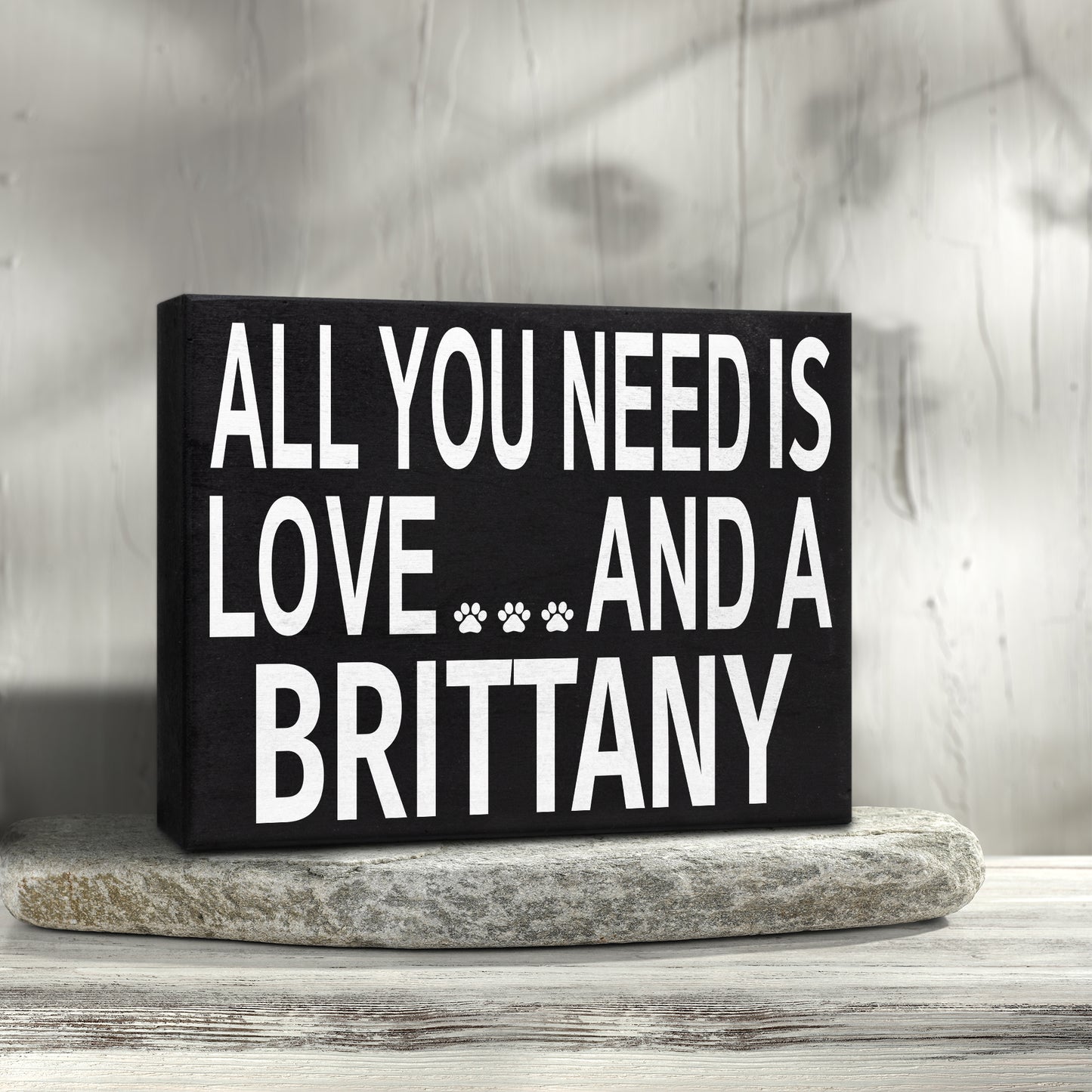 JennyGems Brittany Dog Gifts, All You Need Is Love and a Brittany, Brittany Spaniel Gifts, 8x6 Inch Wood Sign, Brittany Decor, Brittany Dog Mom Gift, Wall Hanging and Box Sign, American Made