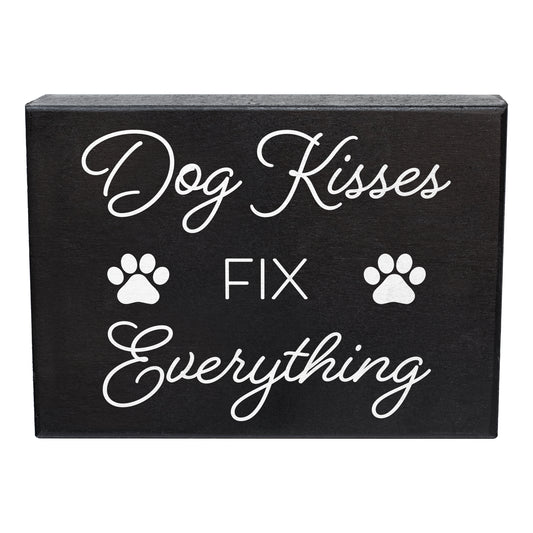 JennyGems Dog Kisses Fix Everything, 8x6 Box Sign, Dog Mom Gifts For Women, Dog Supplies, Dog Gifts, Dog Decor, Made in USA