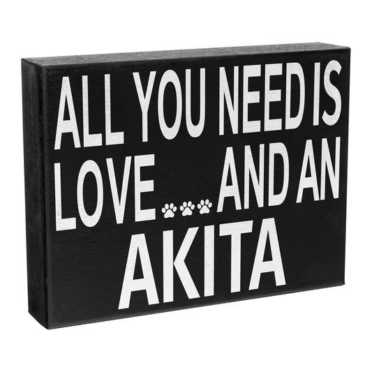 JennyGems All You Need is Love and an Akita Wooden Sign, Akita Gifts, Akita Dog Mom