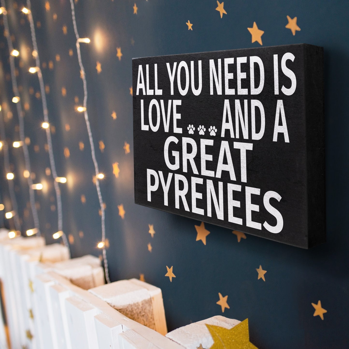JennyGems Great Pyrenees Gifts, All You Need Is Love and a Great Pyrenees Wooden Sign, Great Pyrenees Dog Mom, Shelf Decor and Wall Hanging, Made in USA