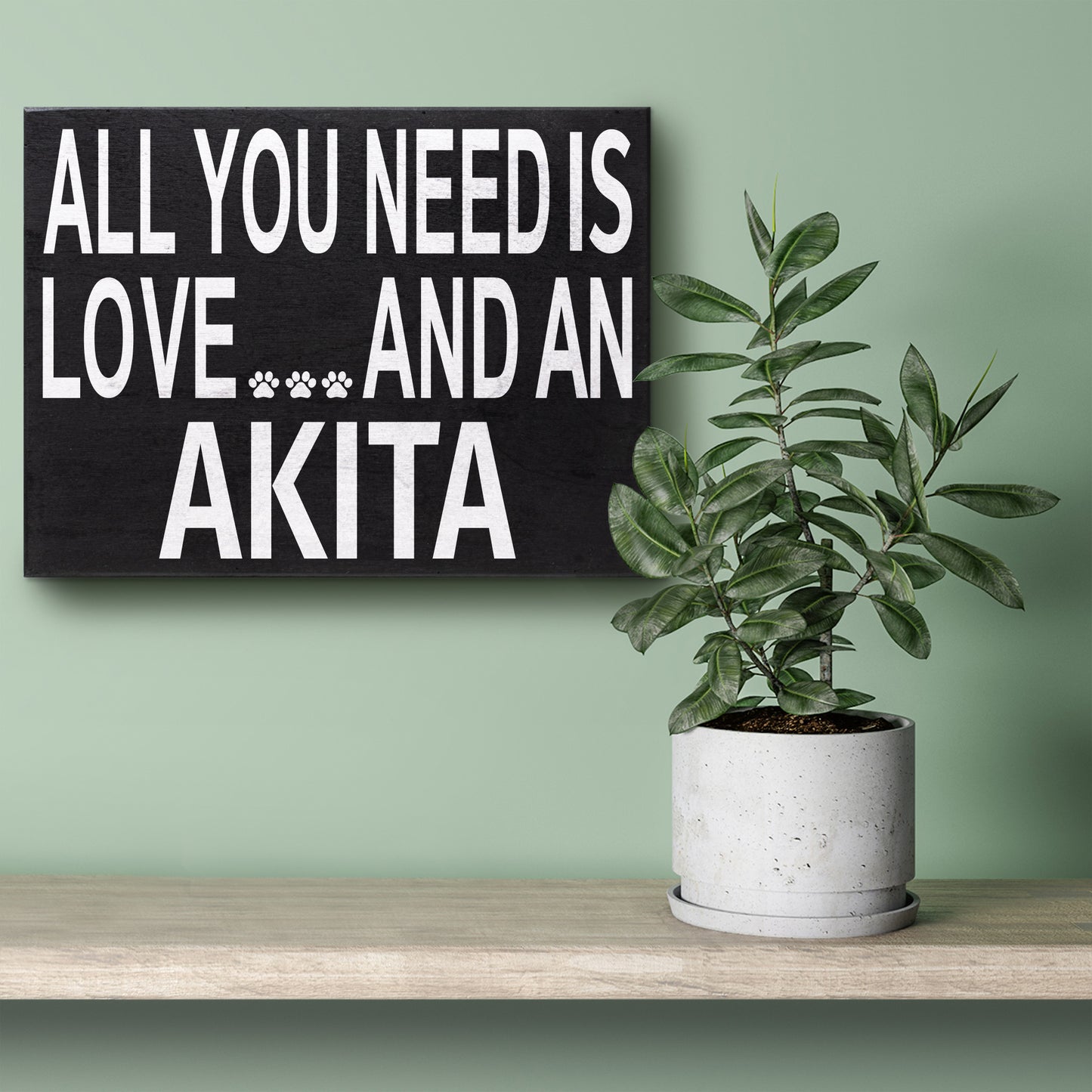 JennyGems All You Need is Love and an Akita Wooden Sign, Akita Gifts, Akita Dog Mom